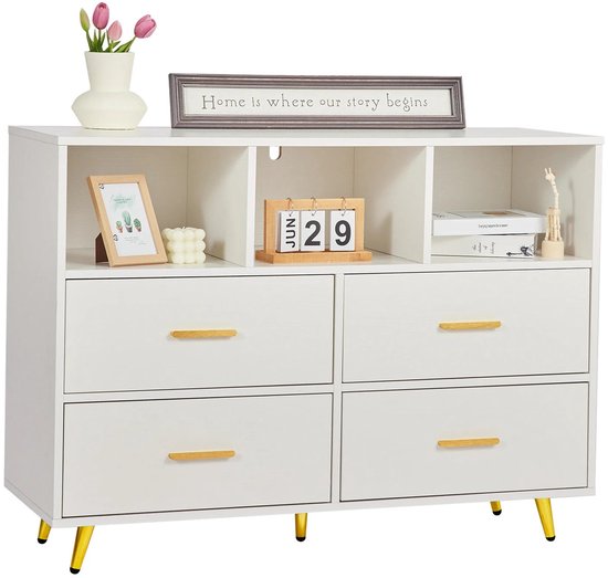mDesign – Ladekast met 4 lades – opberger/organizer – voor slaapkamer/babykamer/kantoor – stof – linnen
