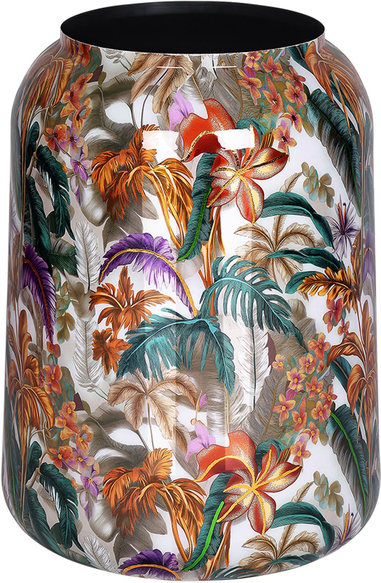 by Mooss - Bloempot - Planter - Floral - Epoxy - Ø 30 x 43 cm - Middel - Wit - Handgemaakt - Metaal - Trendy - Hip - Metallic - Highlight - Takken - Bloemen