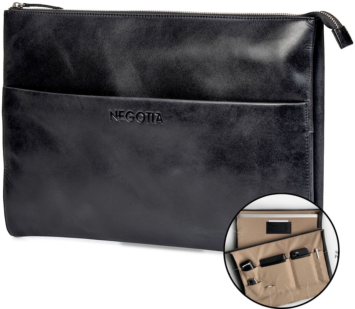 Negotia Notion Folio 15,6 inch Zwart – Leren Laptophoes Heren – Case MacBook Pro 16