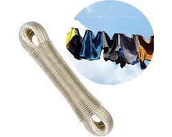 Waslijn Camping - Wasdraad - Drooglijnen - Wasdraad 20 m lang - Waslijn extra sterk - Drooglijn voor buiten - Kleding en lakens drogen - PVC waslijndraad met stalen kern - Transparant