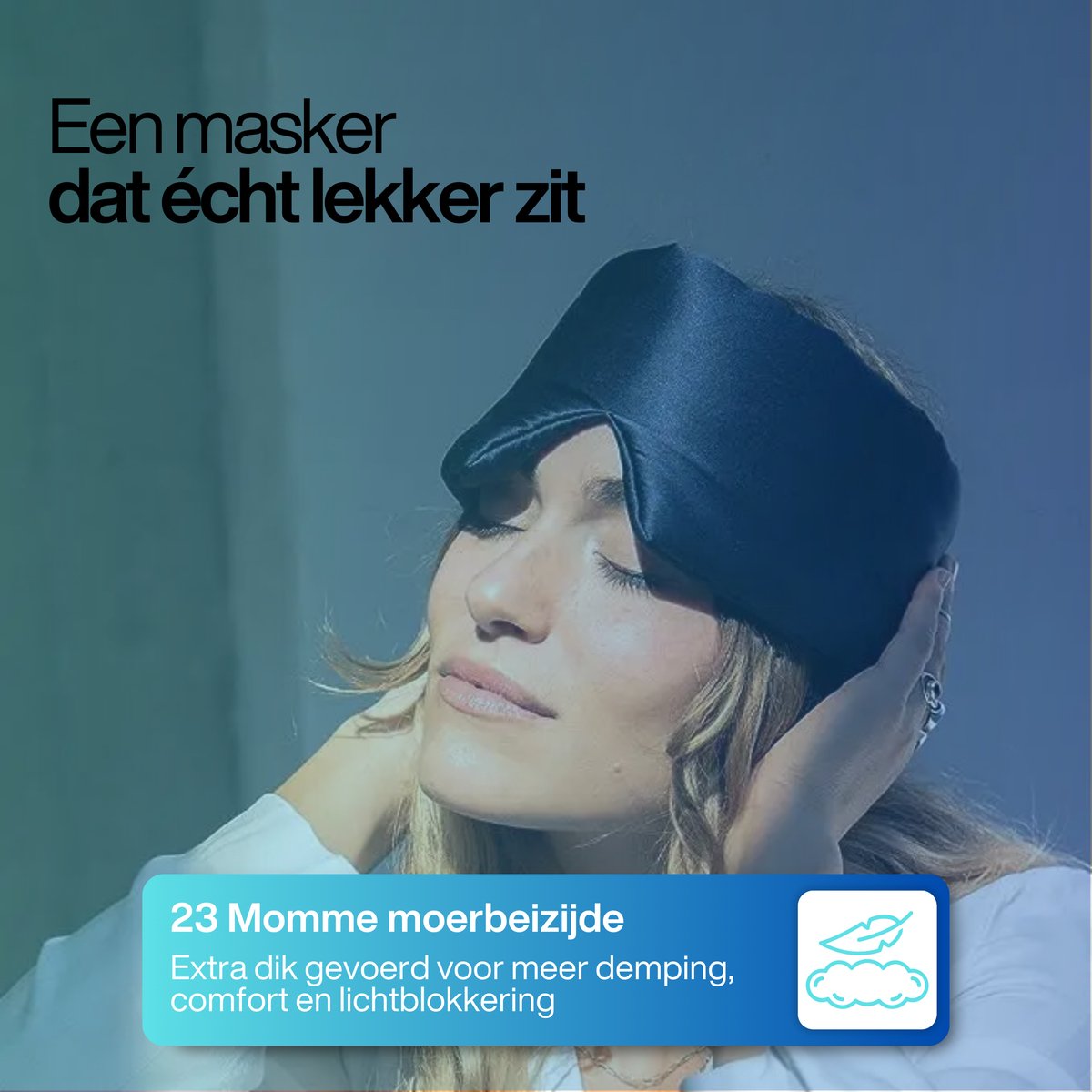 Premium Zijden Slaapmasker - 100% Verduisterend - 23 momme Moerbei Zijde - Silk Sleep Mask - Oogmasker - Anti Rimpel - Donkergrijs — afbeelding 4