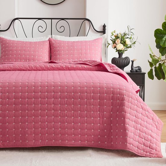 3-delige patchwork quilt bedsprei katoenrijke