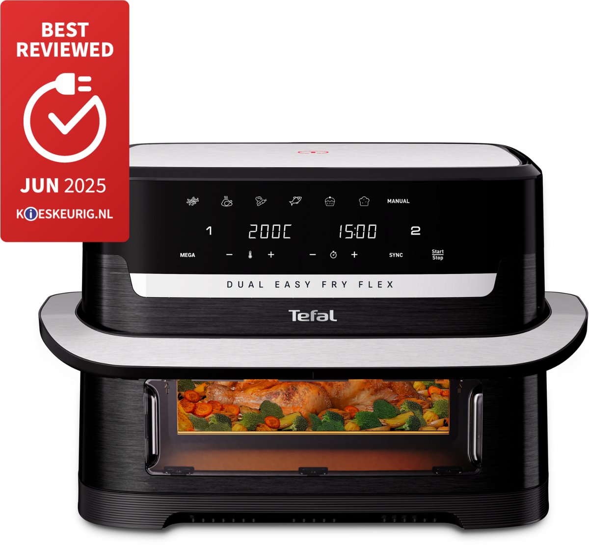 Afbeelding 2 van Tefal Dual Easy Fry Flex EY9228 - Airfryer - 9L