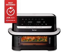 Tefal Dual Easy Fry Flex EY9228 - Dubbele Airfryer 9L - FlexCook - 1 of 2 Kookzones - 7 Programma's - Zwart - Voor 8 Personen
