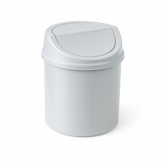 Klein Prullenbak - Mini Prullenbak - Poubelle avec couvercle 1,8 L - Petite mini poubelle pour comptoir, bureau, - Grijs clair