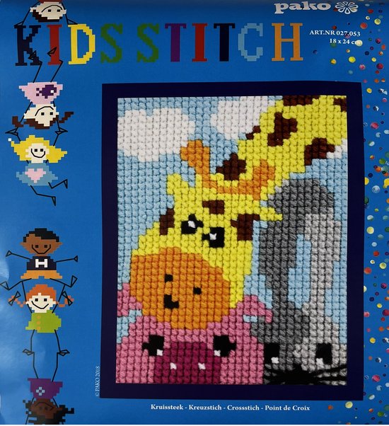 Pako kinder borduurpakket kruissteek - Grappige dieren - geprint stramien - 027.053 - DIY kids kit