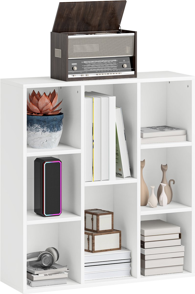 HOMCOM-Bücherregal-Spanplatte-74,3L x 24B x 80H cm-Weiß