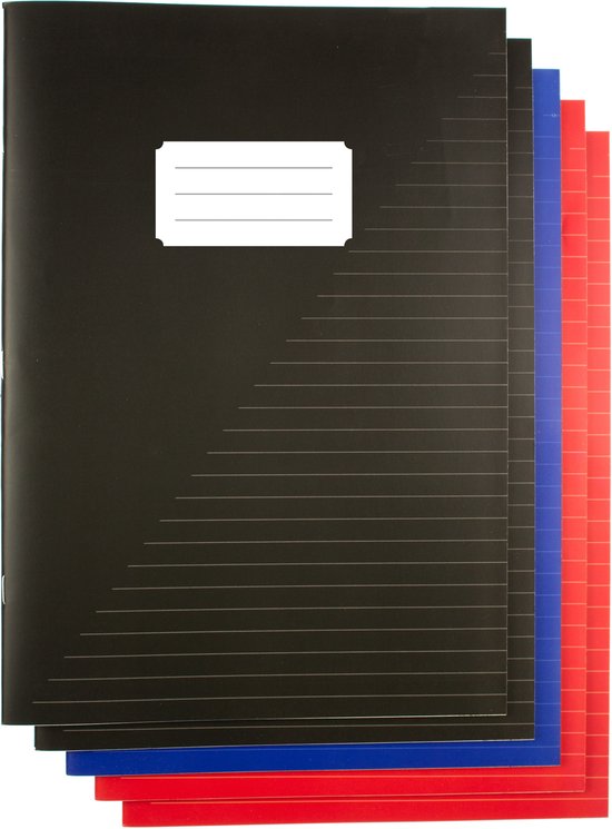 Kangaro - Schrift - A4 - lijn - 80 pagina's - 60 grams - assorti - 5 stuks - K-58331