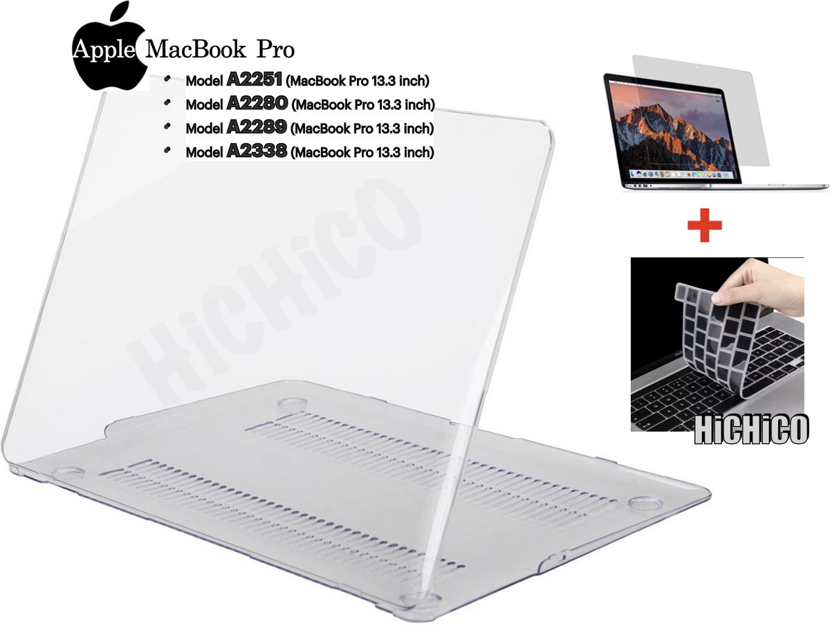 MacBook Pro M1 2020 Modellen A2251 - A2280 - A2289 - A2338 + Scherm beschermer en Toetsenbordafdekking