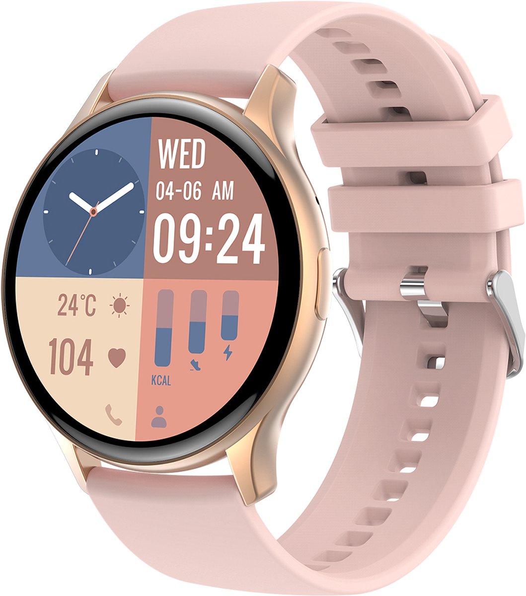 Evy24 Smartwatch R1 - Smartwatch - Sporthorloge - Smartwatch Heren en Dames - BT Bellen - Activity Tracker - Gezondheidsmonitor - Stappenteller - Rosé