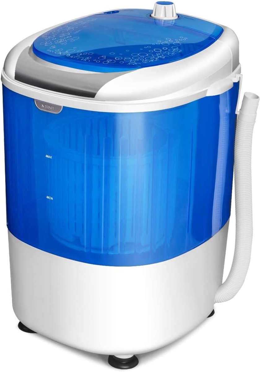 Costway Mini-wasmachine met droogcentrifuge campingwasmachine met 2 5 kg capaciteit toplader hotel Blauw