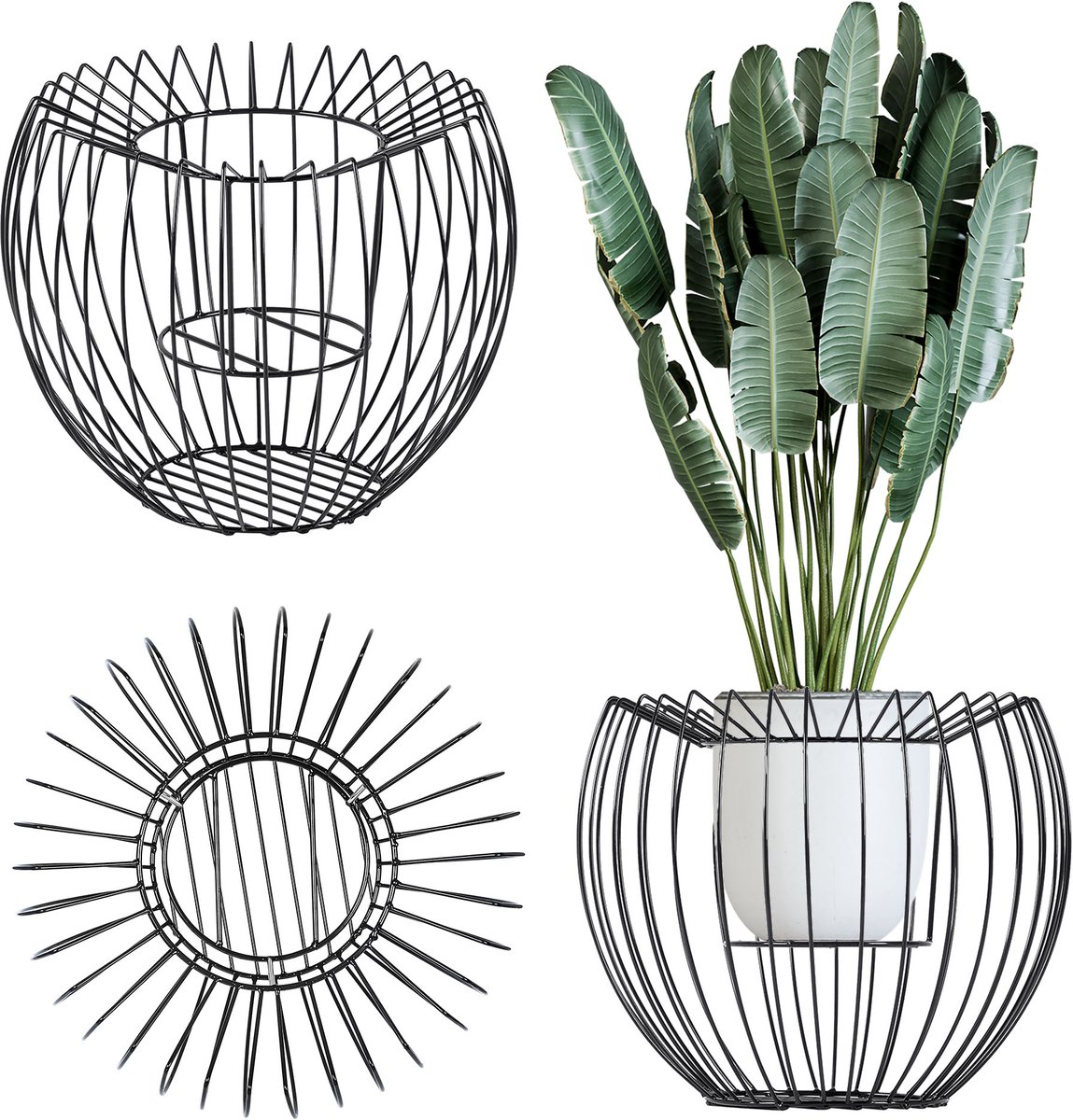 KADAX Bloempotstandaard, plantenstandaard, bloempot, bloemenstandaard voor binnen en buiten, huis, balkon, terras, bloempothouder van staal, plantenhouder, wit