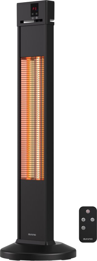 Auronic Terrasverwarmer - Infrarood Verwarming - Staand - 20m2 - Elektrisch - 2000W - Afstandsbediening - 3 Standen - Zwart