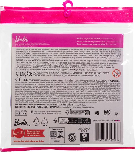 Barbie 2-Pack Kleding Outfit en Accessoires - Ruitjes Jurk met Paarse Schoenen, broek en shirt — afbeelding 2