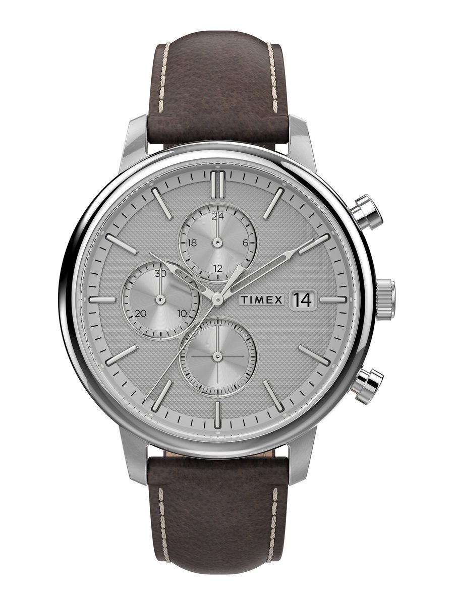 Timex Chicago TW2U38800 Horloge - Leer - Bruin - Ø 45 mm