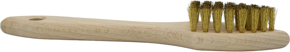 Suèdeborstel met Messing Haren – Voor Suède & Nubuck – Ergonomisch Houten Handvat