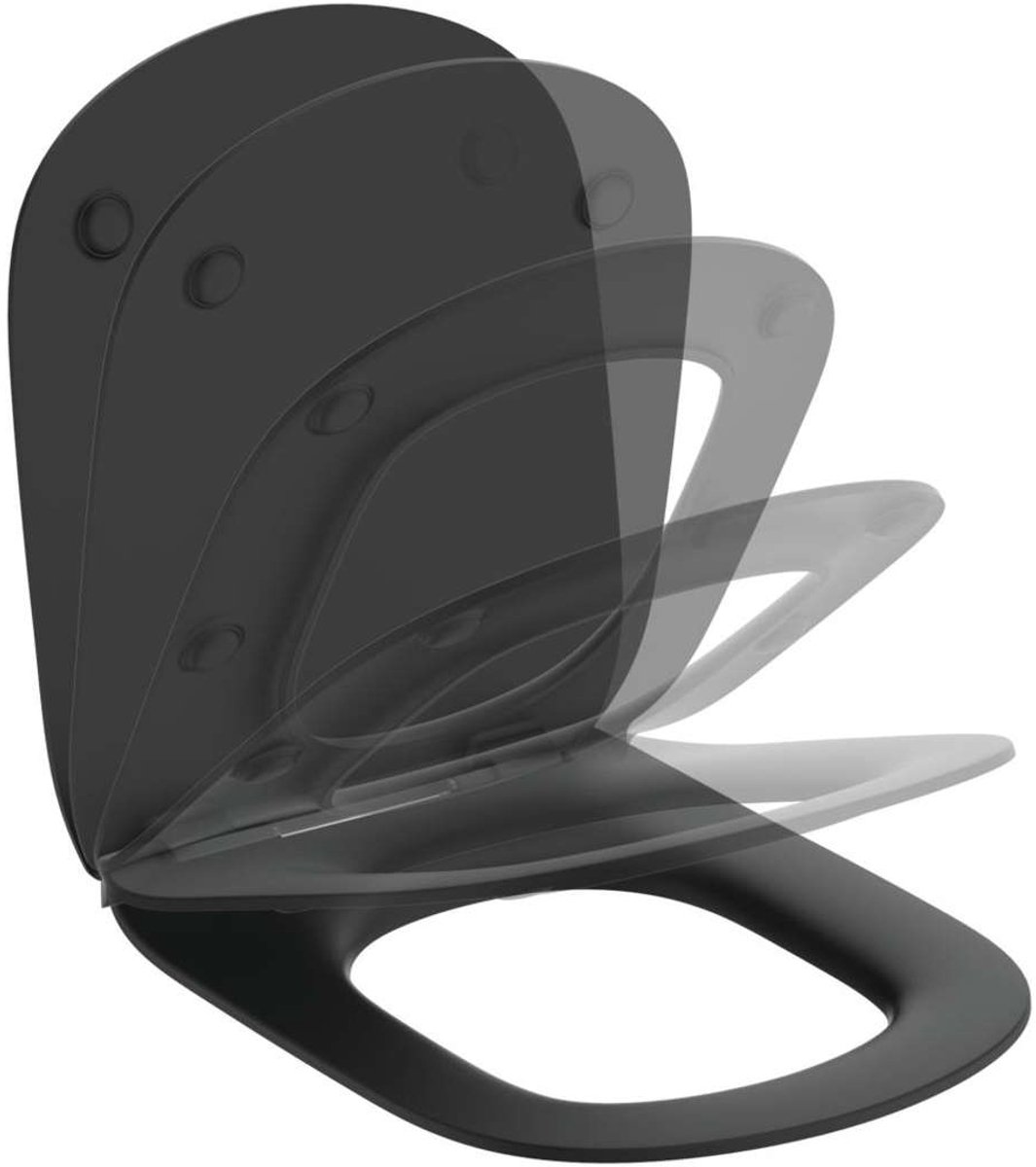 Ideal Standard Tesi T3527V3 - toiletitting Ultra-dun - softclose en afneembaar - Silk Black