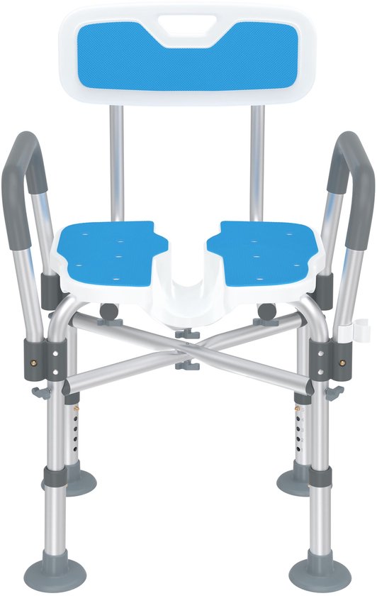 Verstelbare Douchestoel met Arm- en Rugleuning – Antislip – 200 kg Draagvermogen – Inclusief Douchekophouder