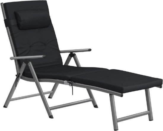 SONGMICS Ligstoel, ligstoel met matras van 6 cm dik, van aluminium, roestvrij, ademend, kantelbaar, maximale belasting 150 kg, zwart GCB24BK SONGMICS Ligstoel, ligstoel met matras van 6 cm dik, van aluminium, roestvrij, ademend, kantelbaar, maximale belasting 150 kg, zwart GCB24BK