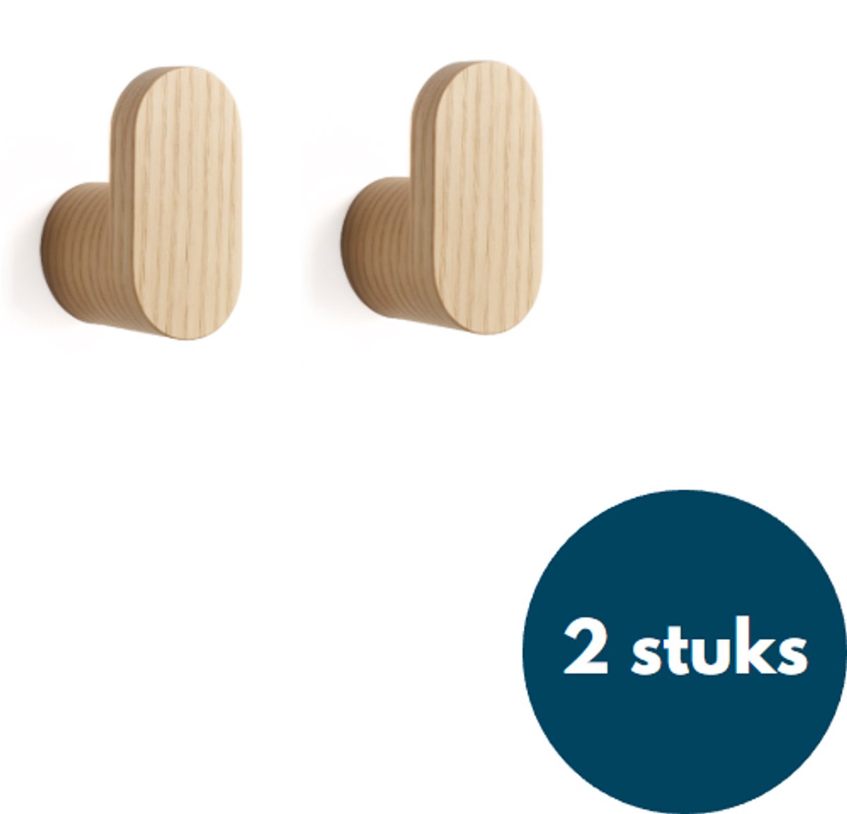 Houten Kapstokhaken - Kledinghaken - Ophanghaken - Handdoekhaken - Jashaken - 2 Stuks - Teak