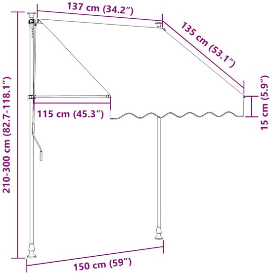 vidaXL Auvent extensible manuellement 150 cm anthracite