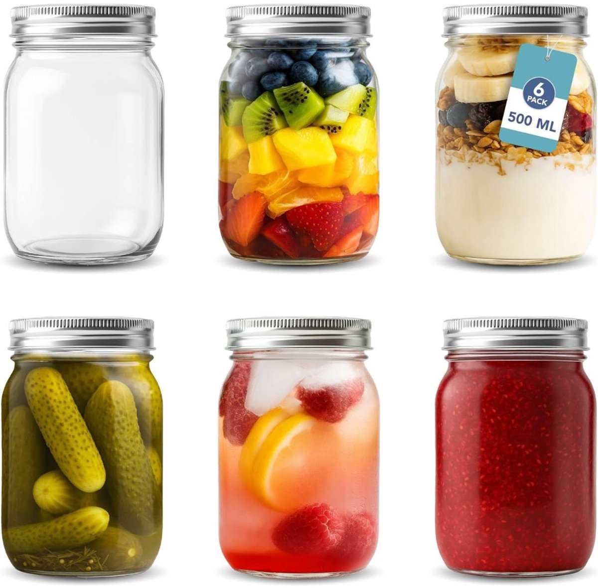 Overnight Oats Potjes - Mason Jar - Meusli Beker met Deksel