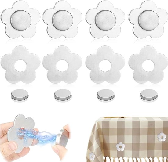 Foto: 8x magneten voor tafelkleden magnetisch tafelklemmen tafelkleed vastzetten tafelkleed gewichten klemmetjes tafelkleedgewichten magnetisch outdoor tafelkleed verzwaarde gewichten magneten voor tafelkleden tafelkleedgewichten