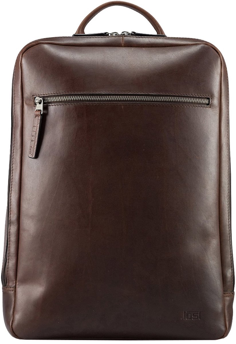 JOST Leren Laptop rugzak Rugzak met laptopvak Lund Daypack Backpack Brown Donkerbruin