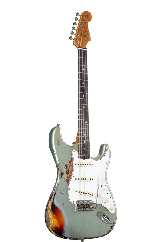 Fender Stratocaster Super Heavy Relic 1965, Super Faded/Aged Firemist Silver sur 3TS - Guitare électrique de style ST