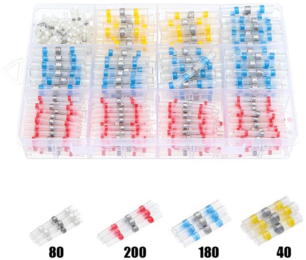 EXCITAT Soldeerafdichting Krimpkous Draadconnector - Krimpkous Verbinding - Geïsoleerde Elektrische Aansluiting Verbinding - Geïsoleerde Draadconnector - Voor Boten, Voertuigen, Motorfietsen - 500 stuks