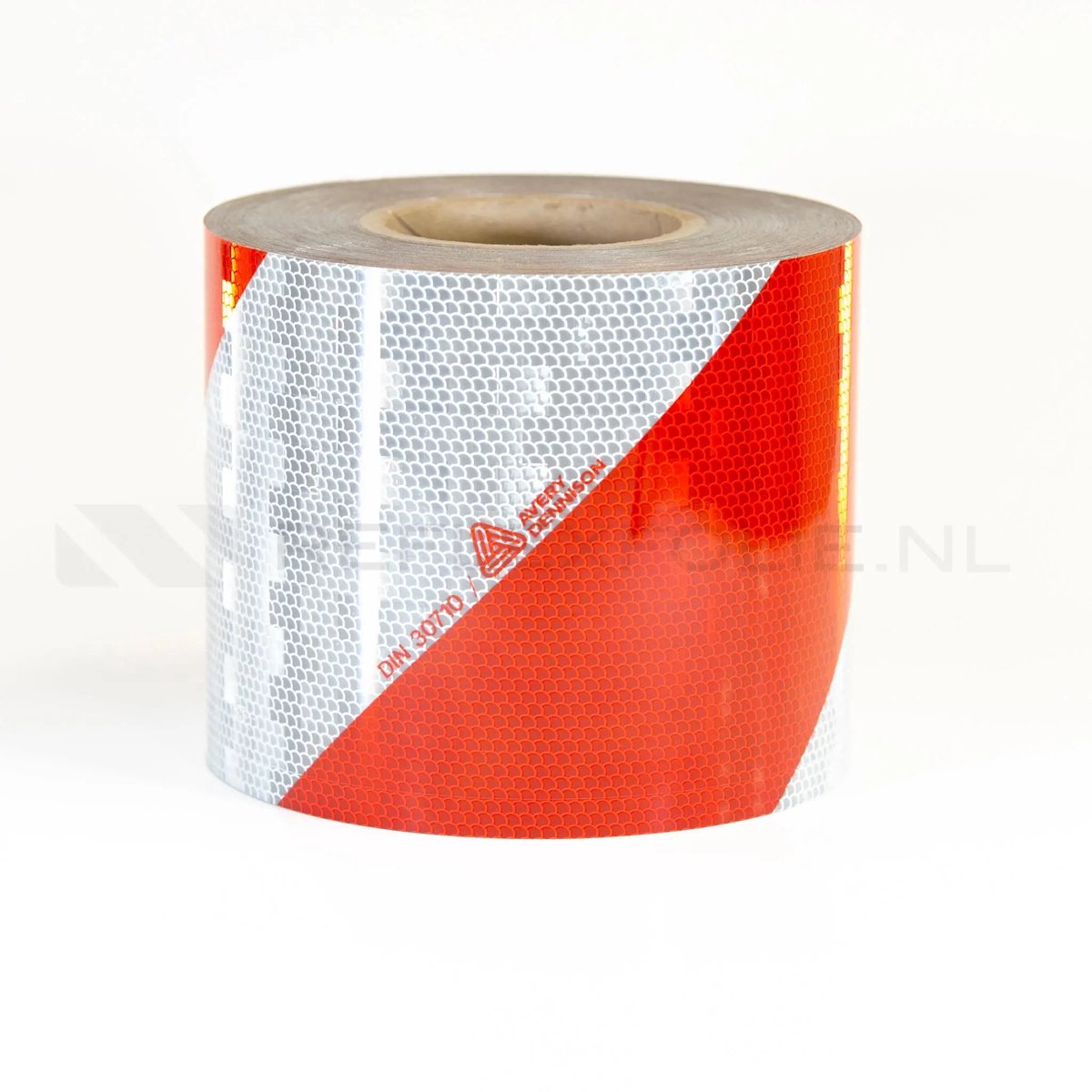 Industriemarkering Rood/Wit retroreflecterend | Reflexfolie Rechtswijzend / 141mm / 50m