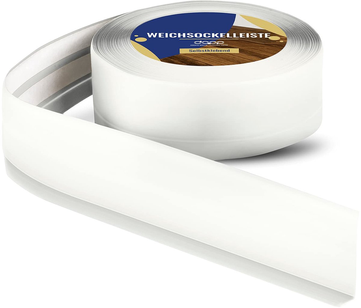 DQ-PP ZACHTE PLINT - 20 m - Wit - 50 x 15 mm - PVC - zelfklevend - knikhoek plinten rubberen strip plint hoekprofiel afsluitstrip vloerlijst