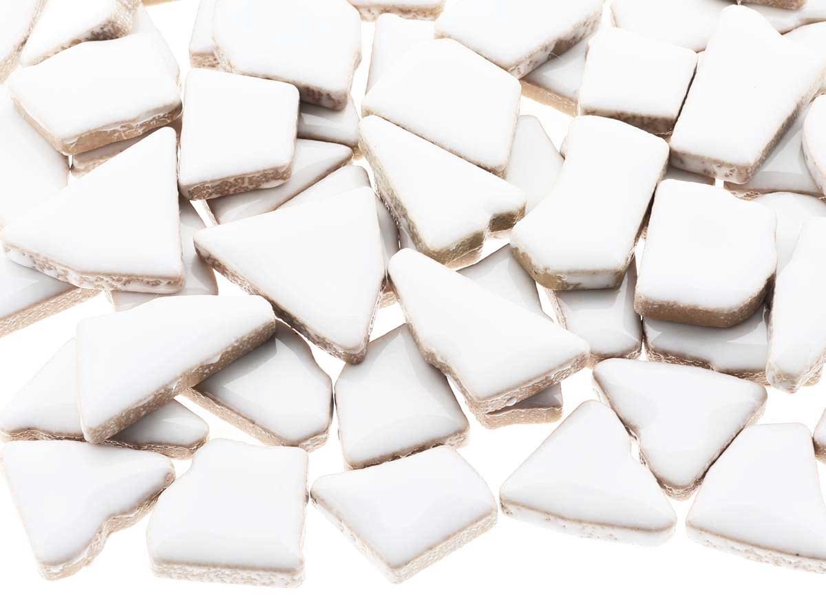 Mozaïek puzzelsteentjes keramiek - wit; 500 gram XL-pack