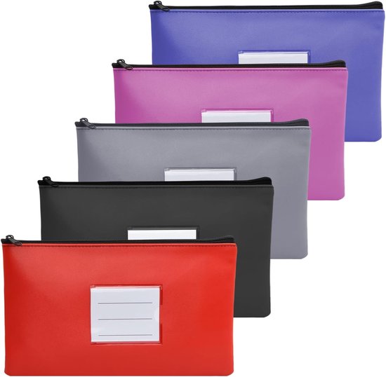 Lot De 6 Pochettes Zippées A5 Imperméables - 24x18 Cm - Pour Documents, Argent, Cosmétiques - Bureau, Voyage, Maison - 8