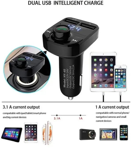 X8 Bluetooth FM-Transmitter 2 USB-poorten | Muziek streamen | Handsfree bellen | Draadloos muziek