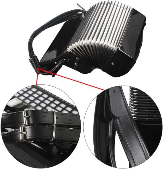 Riem voor accordeon - verdikte schouderbanden - verstelbaar - slijtvast - PU - voor accordeons van 16-120 bas - zwart - ergonomisch ontwerp - comfortabele schoudersteun van Merkloos — afbeelding 5
