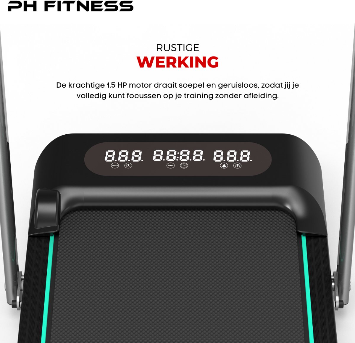 Afbeelding 3 van PH Fitness Loopband WP-400 – Stille Wandelband - Opvouwbare Treadmill voor Thuis – 1.5PK Motor – Bluetooth App – 130KG – 12 Programma’s – Afstandsbediening – Veiligheidssleutel