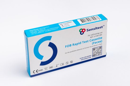 FOB Sneltest – Zelftest voor verborgen bloed in ontlasting – 1 stuk – Uitslag in 5 minuten – Eenvoudig thuis uit te voeren