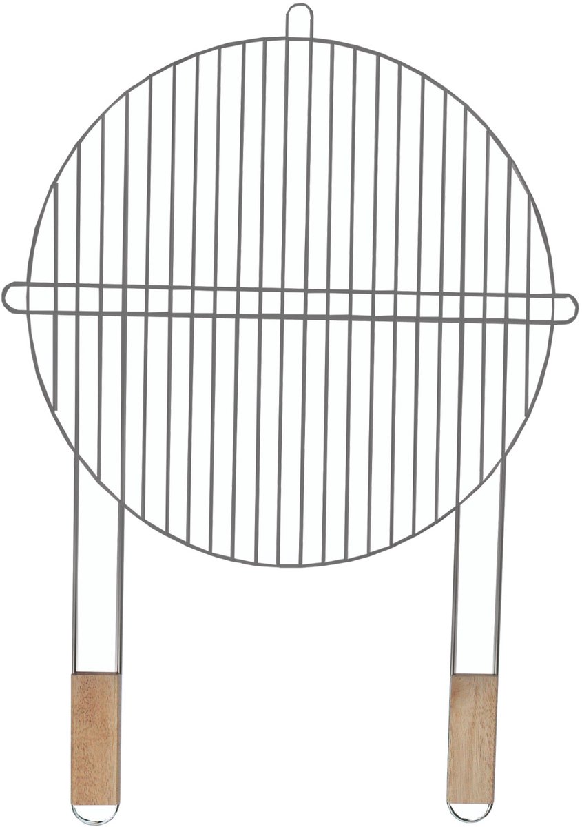 Master Grill & Party - Rond grillrooster met houten handvat, tuin, 51 cm