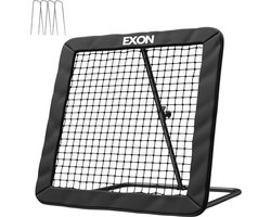 Exon® Verstelbare Rebounder XL- 100x100cm - Kickback - Tchouck - Inclusief Grondankers - Voetbal Bouncer - Voetbal Trainingsmateriaal - Zwart
