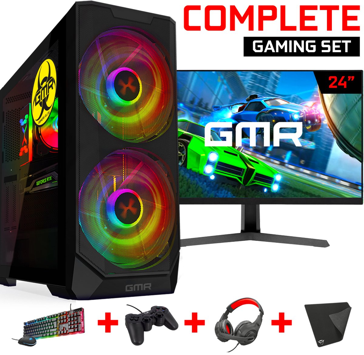 Game Computer SET geschikt voor Minecraft / Ryzen 5 - RTX 3050 - 16GB - 500GB SSD / Inclusief 24" Gaming Monitor, Muis & Toetsenbord, Headset & Muismat