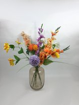 Zijden boeket met Hortensia's en paars/lila Seringen