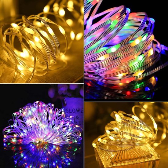 Campingverlichtingssnoer - Gekleurde lampjes - 4-in-1 draagbare oplaadbare buitenverlichtingssnoer - Waterdichte Draagbare Intrekbare Outdoor Solar String Lights - voor kamperen, tuin, wandelen, decoratie, Kerstmis - USB Oplaadbare Tent Lamp - 10 m — afbeelding 3