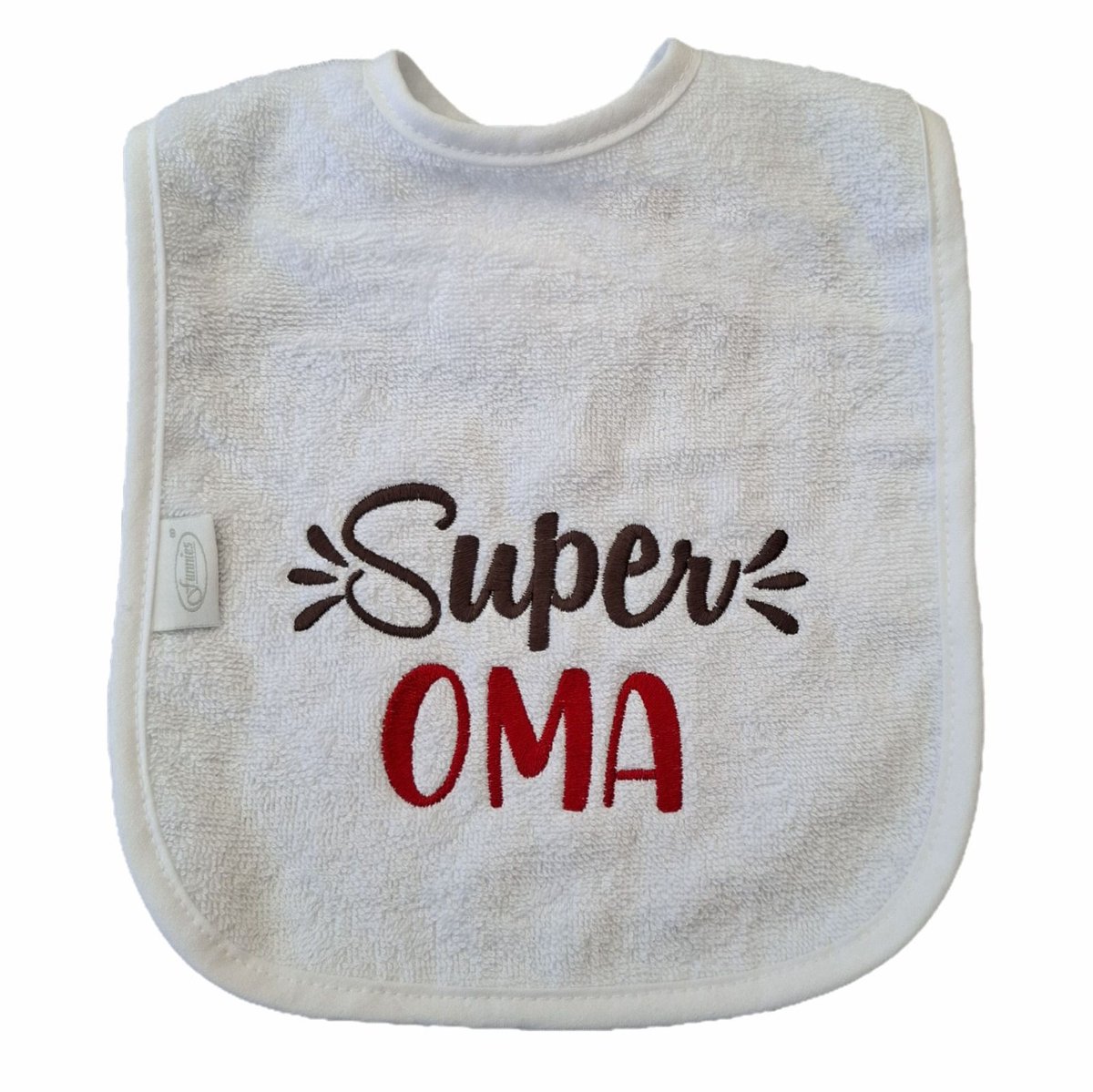 Witte slab met "Super Oma" - grootmoeder, babyshower, zwanger, cadeautje, kraamcadeau, grappig, geschenk, baby, tekst