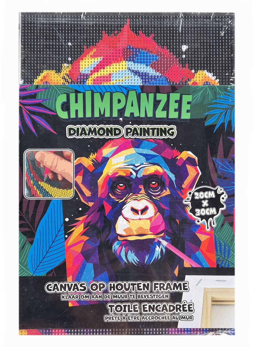 Diamond Painting - Canvas Chimpansee - 20x30 - schilderij
