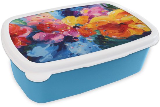 Broodtrommel Blauw - Lunchbox Golvend - Energie - warm - Brooddoos 18x12x6 cm - Brood lunch box - Broodtrommels voor kinderen en volwassenen