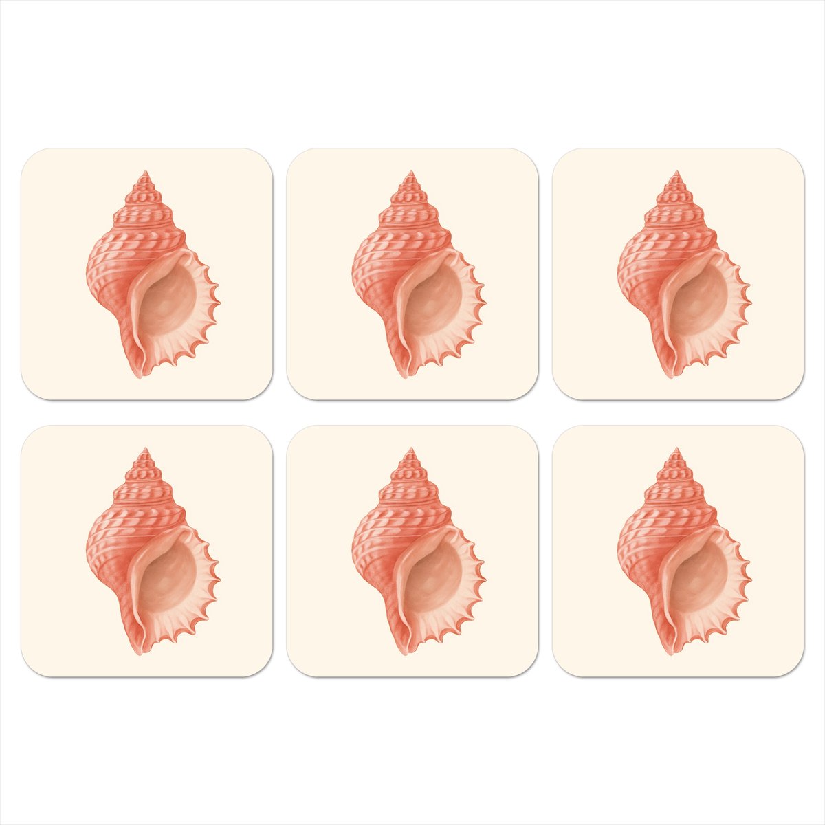 Onderzetters voor glazen - Schelp - Roze - Structuur - 10x10 cm - Glasonderzetters - 6 stuks