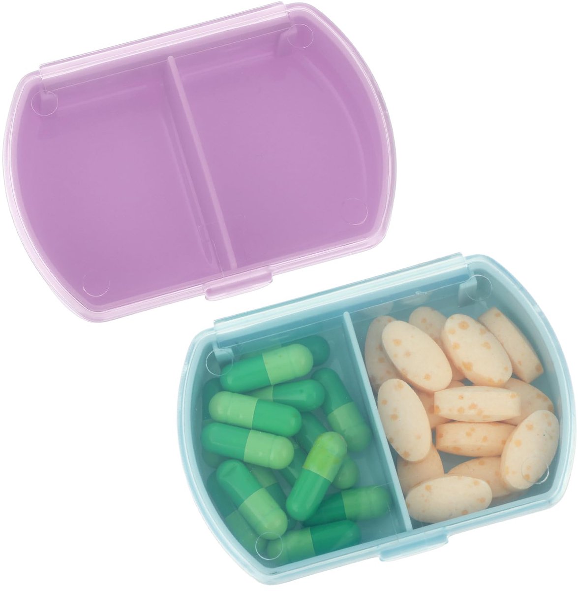 Ibenzoa® Compacte en Draagbare Pillendoos met Twee Vakken voor Medicatie en Supplementen