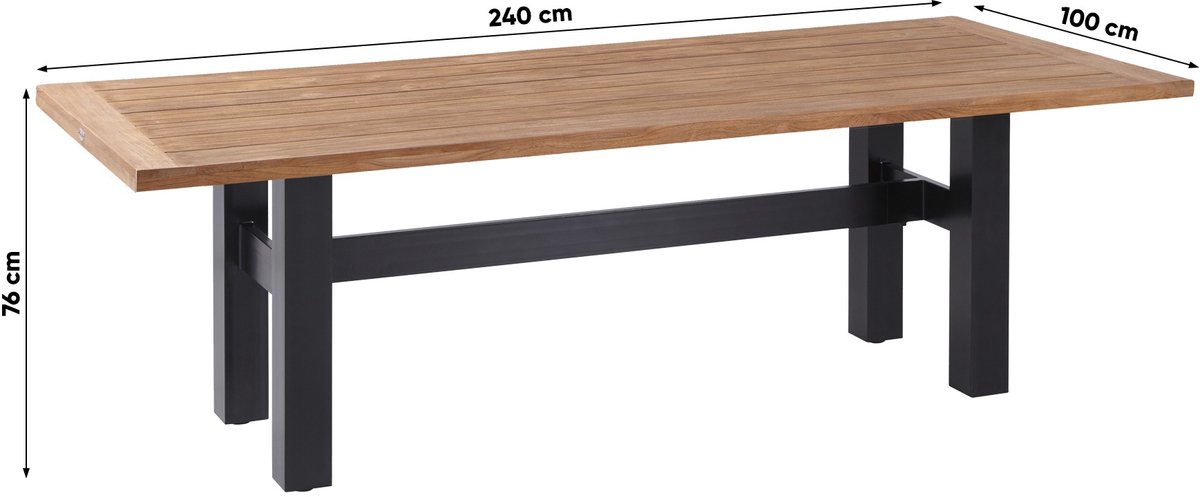 Hartman Heron table à manger de jardin 240x100 cm - Noir/Teck