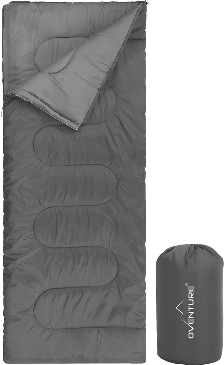 Oventure slaapzak SleepPlus - grijs | 3-seizoenen slaapzak | Comfortabel tot 8 °C | Voor kamperen, logeren en festivals